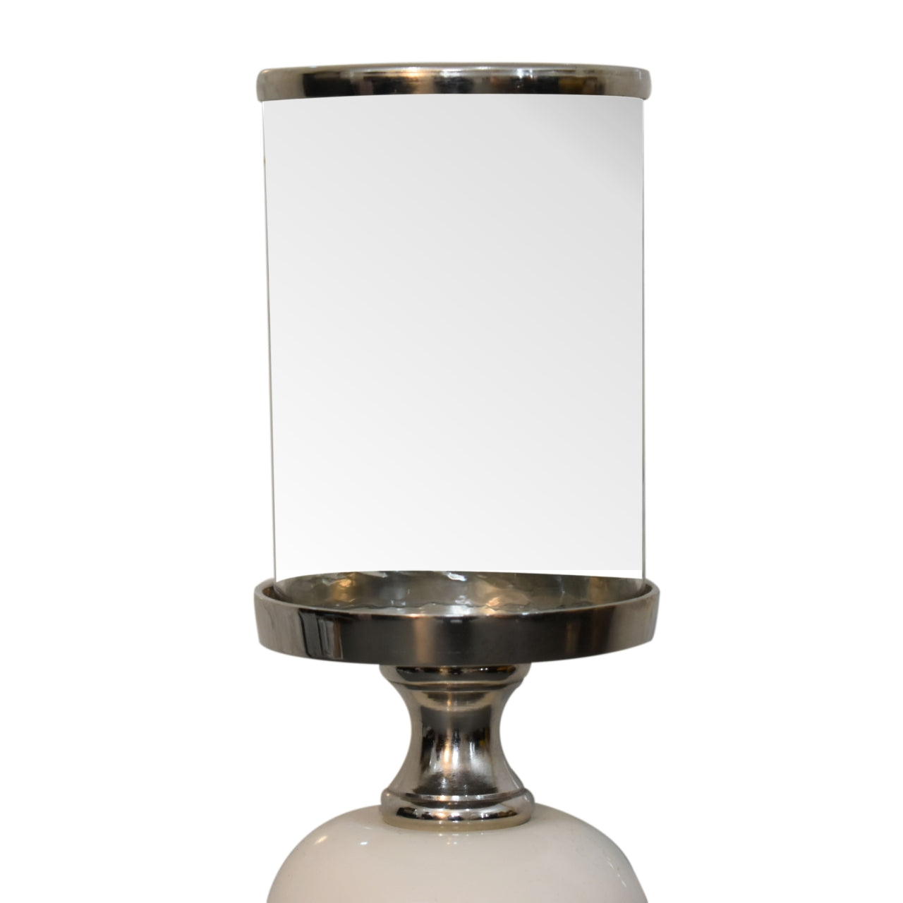 Decorative candle holder lamp stand chrome glass closeup