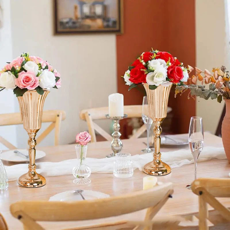 Golden Metal Trumpet Vase for flowers