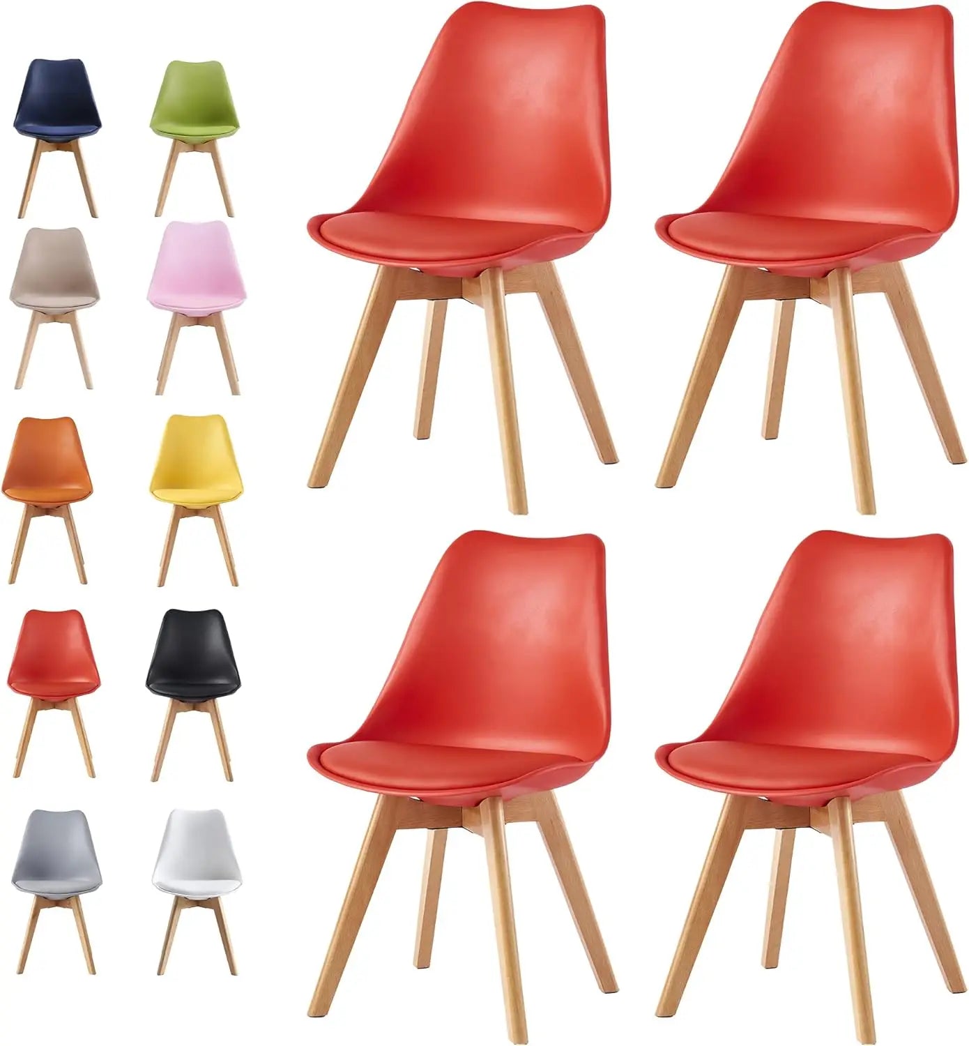 Red Retro Dining Chairs set of 4