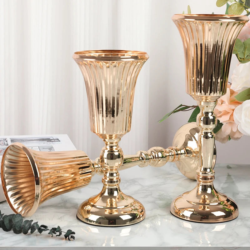 Metal Trumpet Vases Flower Stand Centre Piece