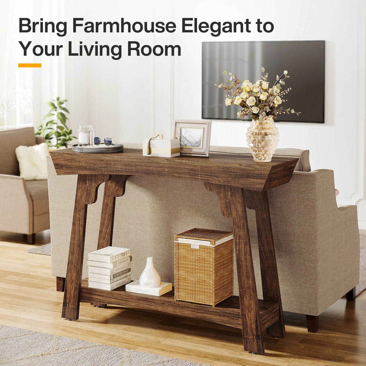 Tribesigns 2-Tier Entryway Table with Storage Shelf