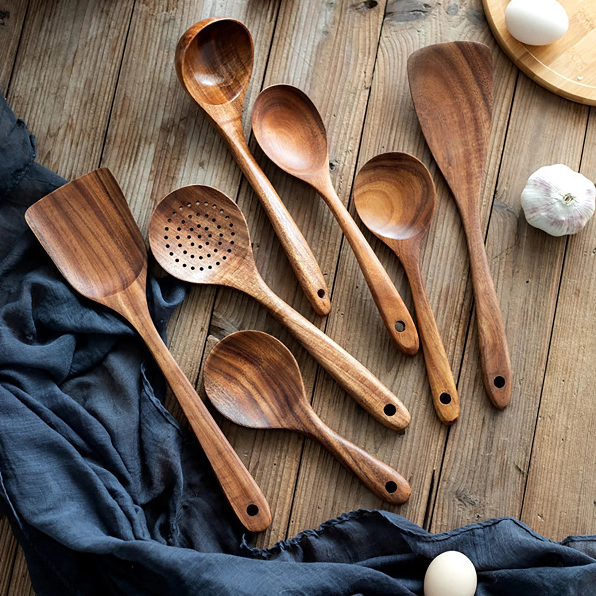 Wooden kitchen utensil set 8pc