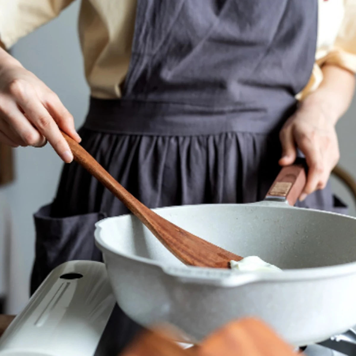 Wooden kitchen utensil set non scratch
