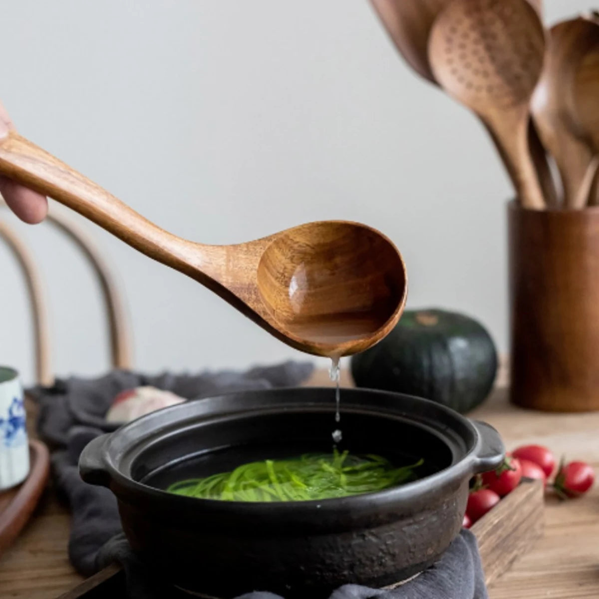 Wooden kitchen utensil spoon