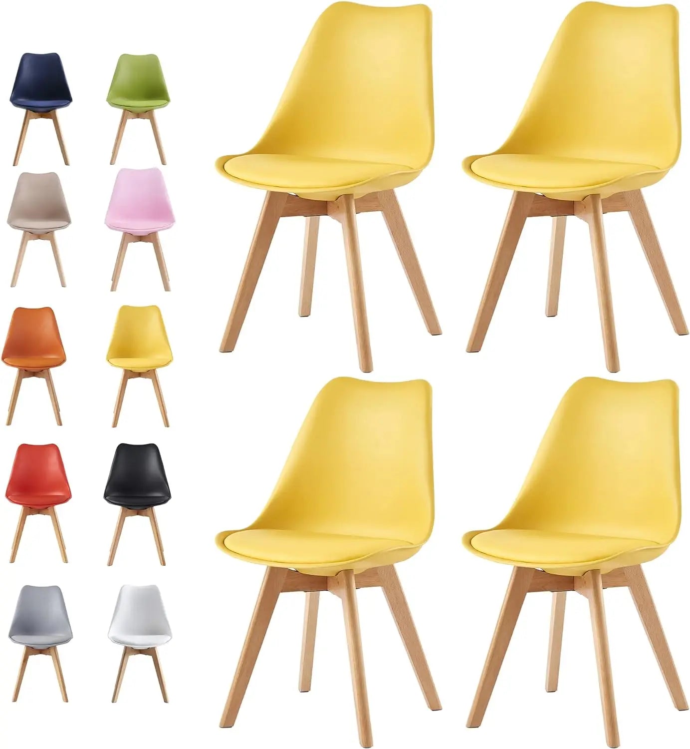 Yellow Retro Dining Chairs set of 4