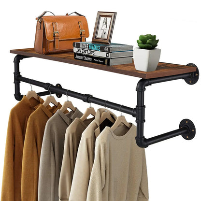 ome Wall Mounted Industrial Pipe Clothes Rack 