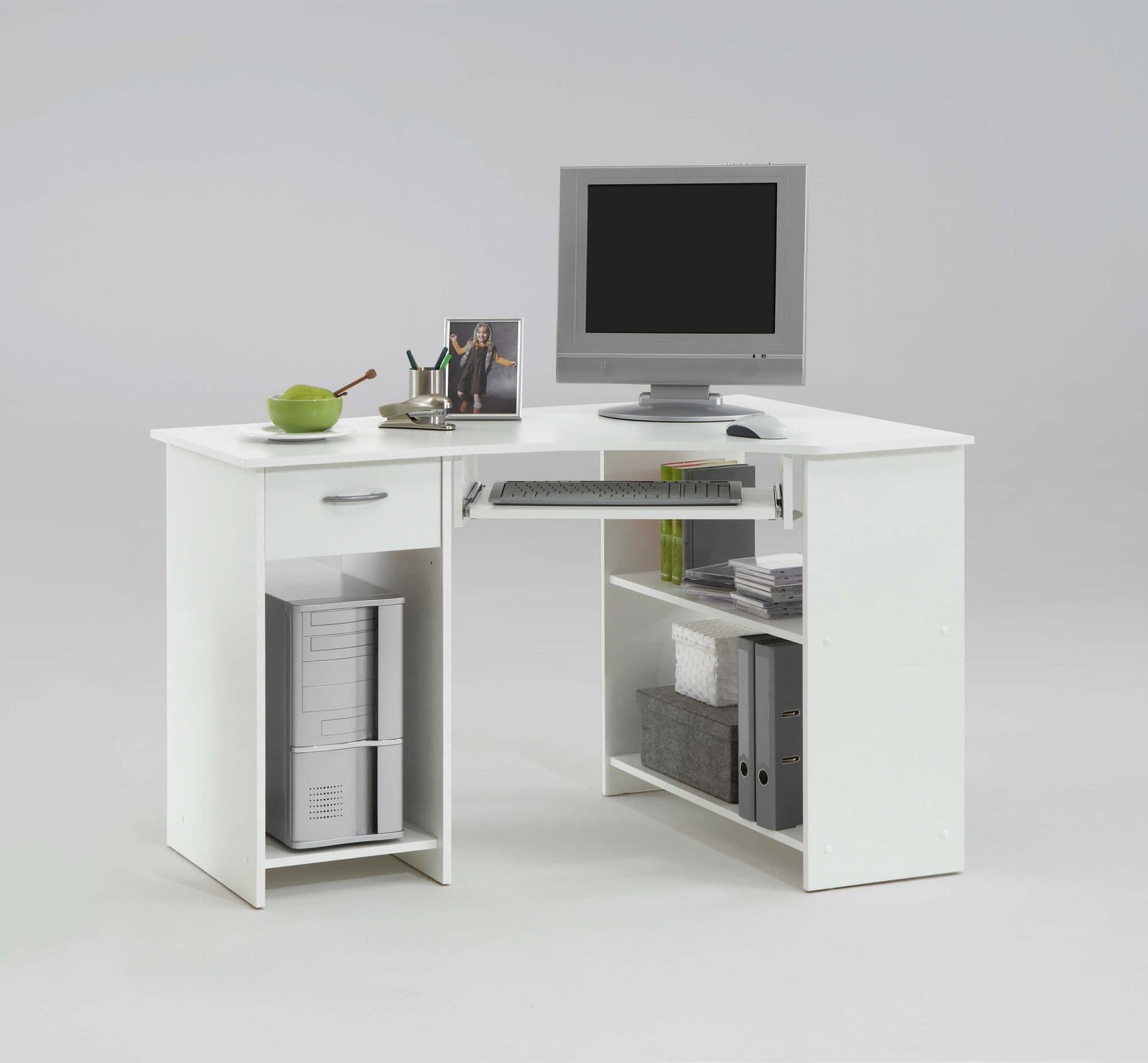 Artic White Office Corner Desk by Amos