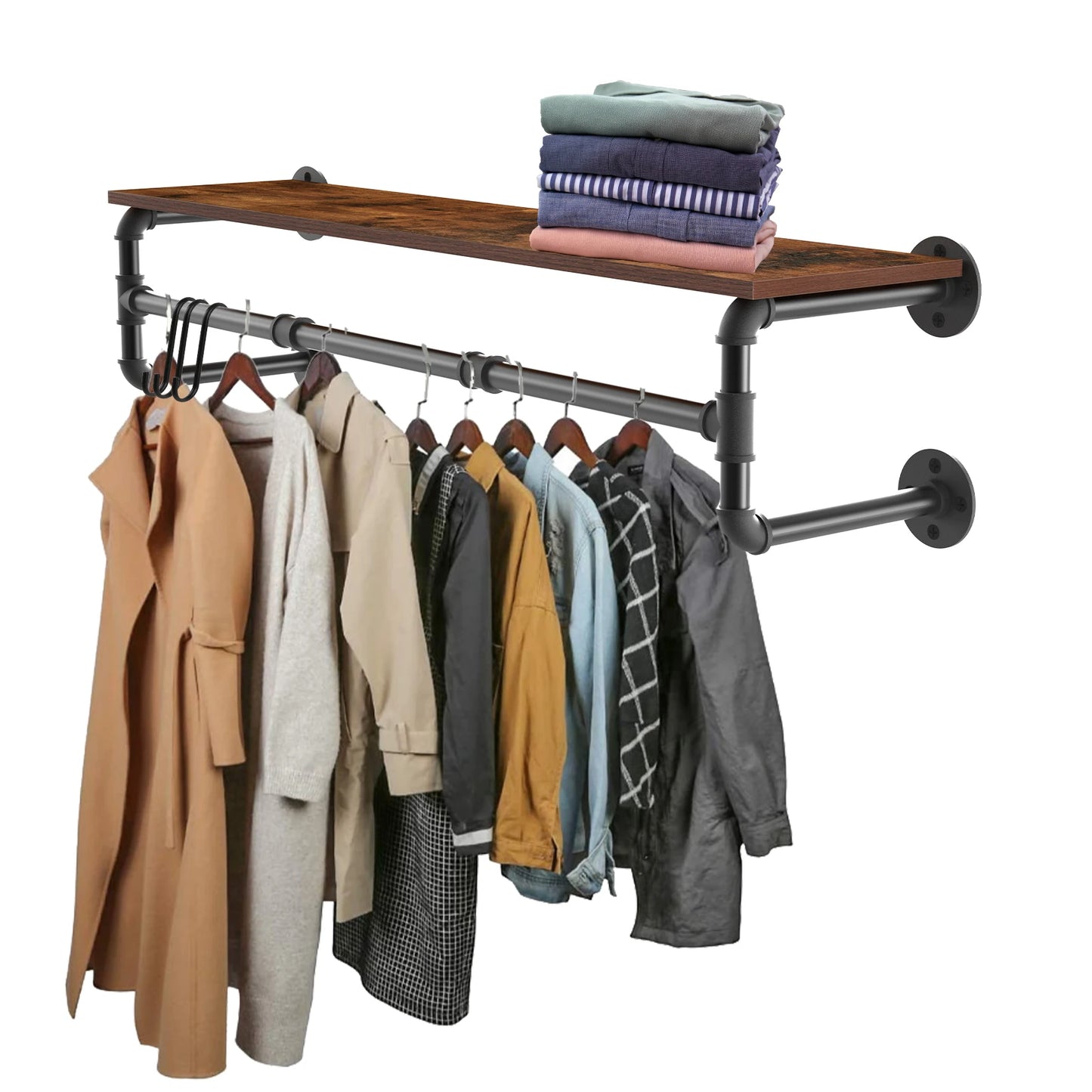 Living Room Wall Mounted Industrial Pipe Clothes Rack 