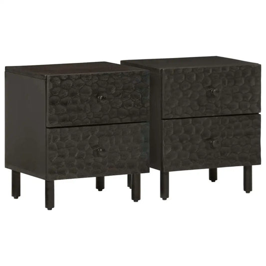 Black Mango wood Bedside Tables set of 2
