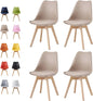 Brown Beige Retro Dining Chairs set of 4 