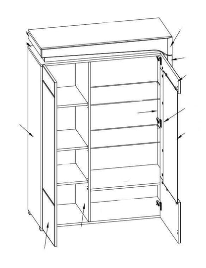 Cad Oak Effect and White Gloss Low Wide Display Cabinet