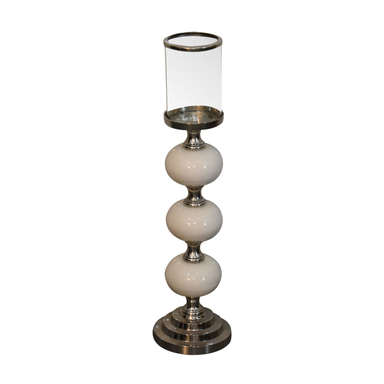 Decorative Chrome and white candle holder