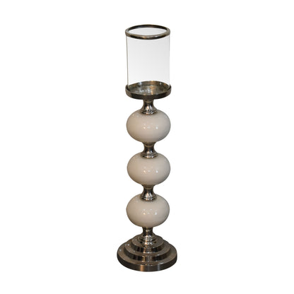 Decorative Chrome and white candle holder