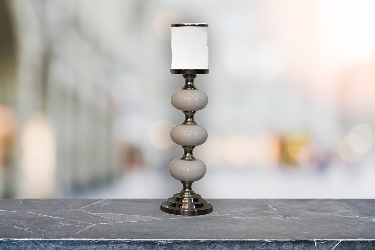 Decorative candlestick holder, bubble design with chrome accents