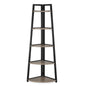 Corner shelf with five shelves on a white background