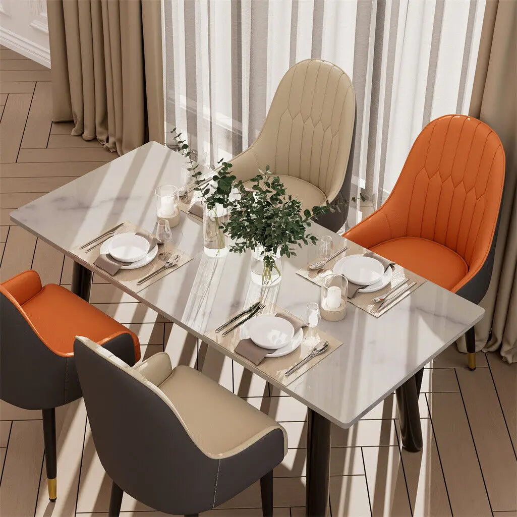 Dining table set with chairs in a modern interior setting