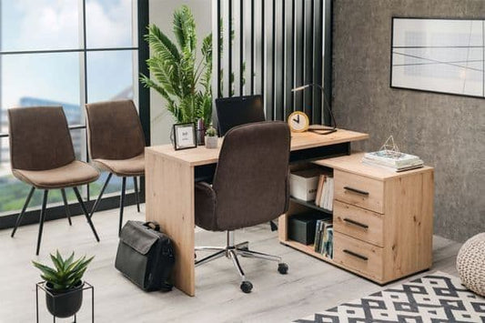 Gama oak and black corner desk - UK office Furniture