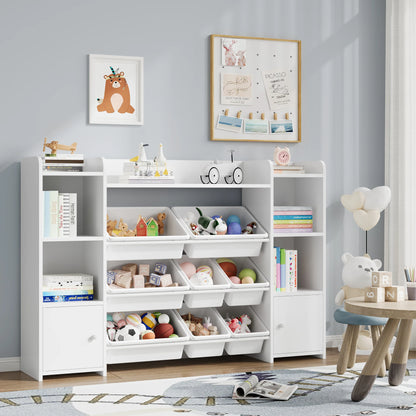 Getone Toy Storage Unit Children's Bookcase Toy Organiser Kids Storage with 8 Removable Boxes and Storage Shelves for Living Room Playroom Bedroom 138.8 x 29.6 x 94.3 cm
