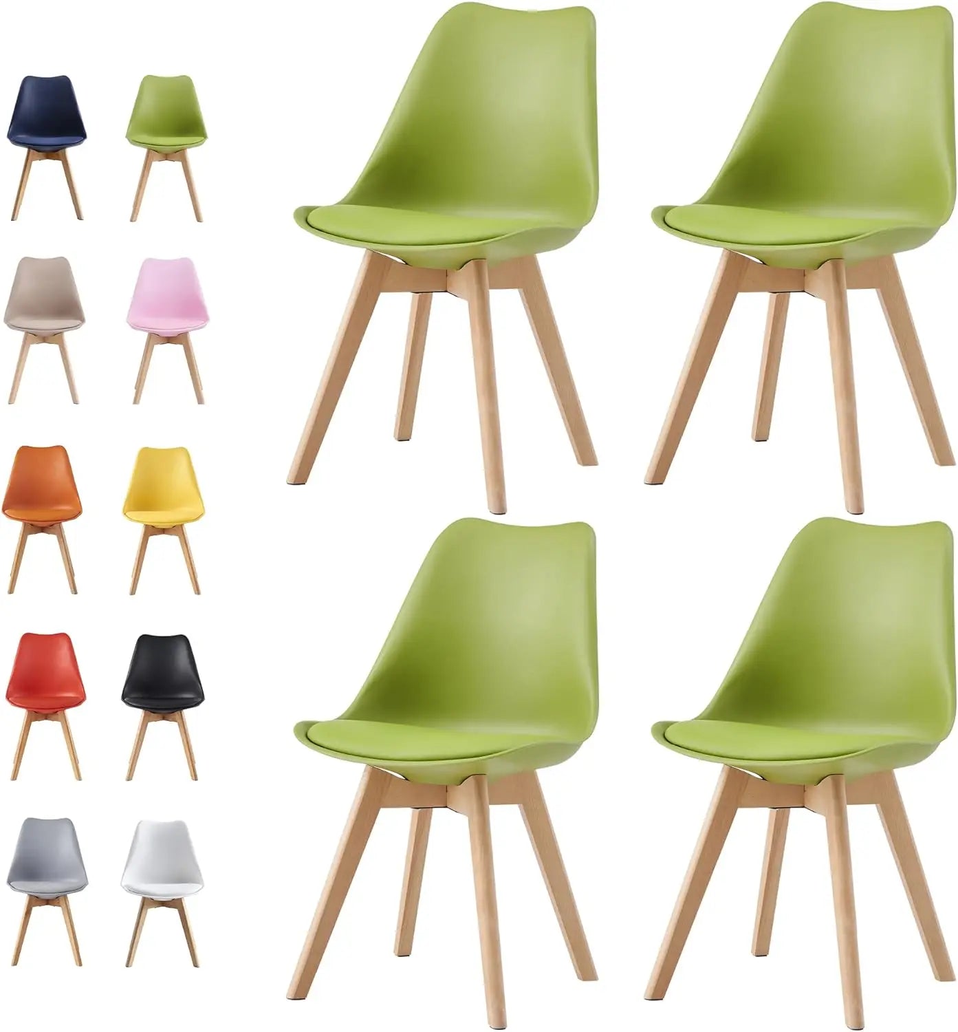 Green Retro Dining Chairs set of 4 