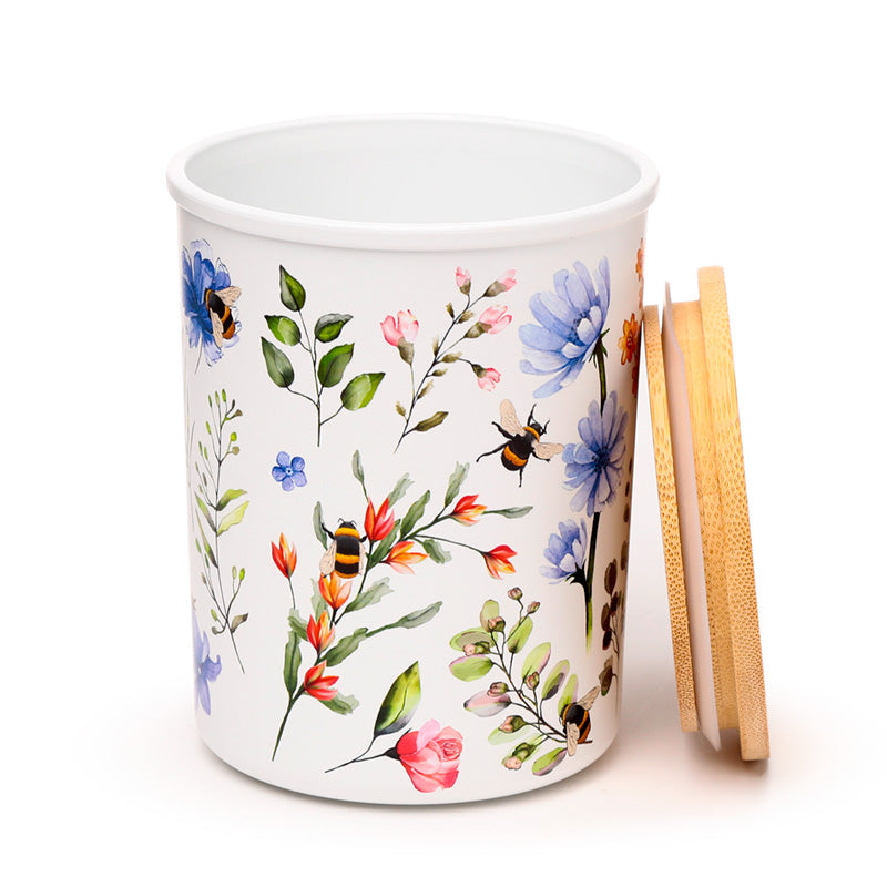 Large nectar meadows storage jar with bamboo lid