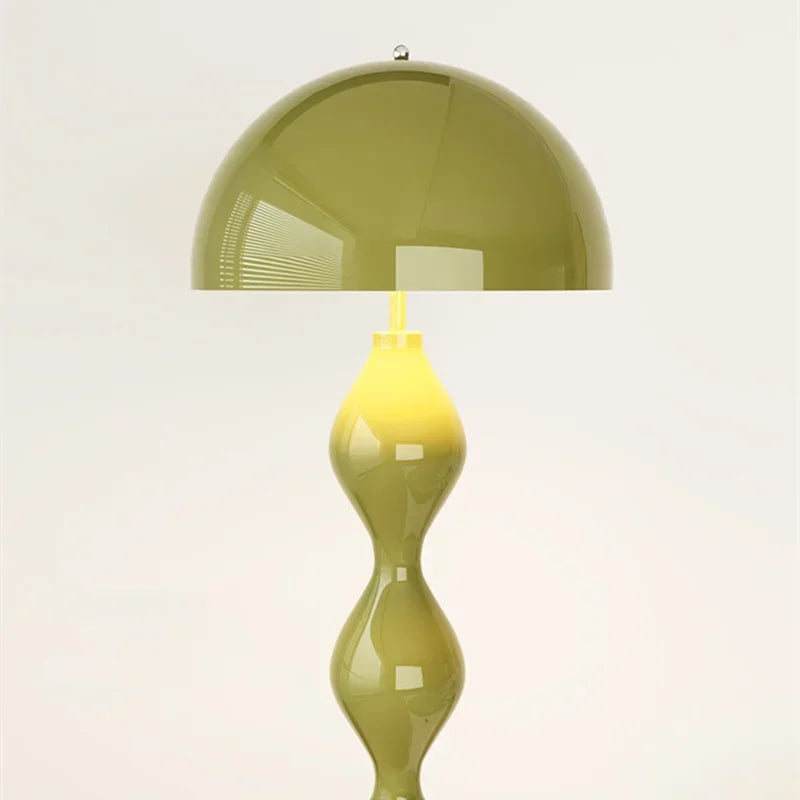 Scandi Mushroom LED Floor Lamp for Living Room Bedroom in lime green