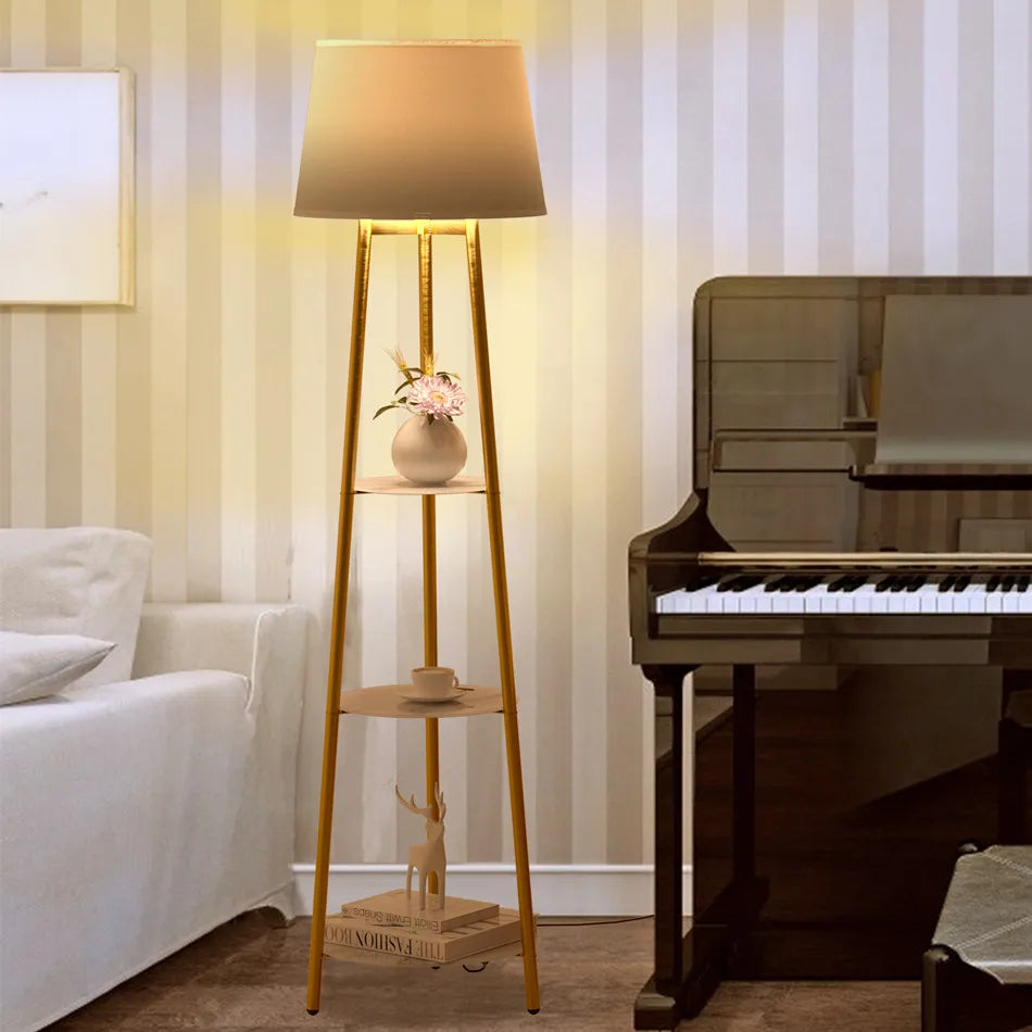 Living Room Luvodi Tiered Tripod Shelf Floor Lamp 