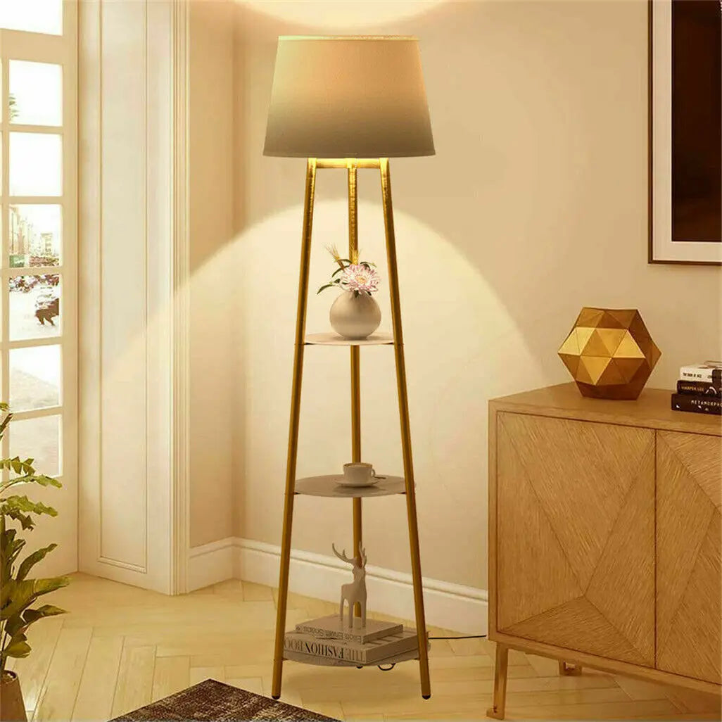 Lounge Warm Modern Luvodi Tiered Tripod Shelf Floor Lamp 