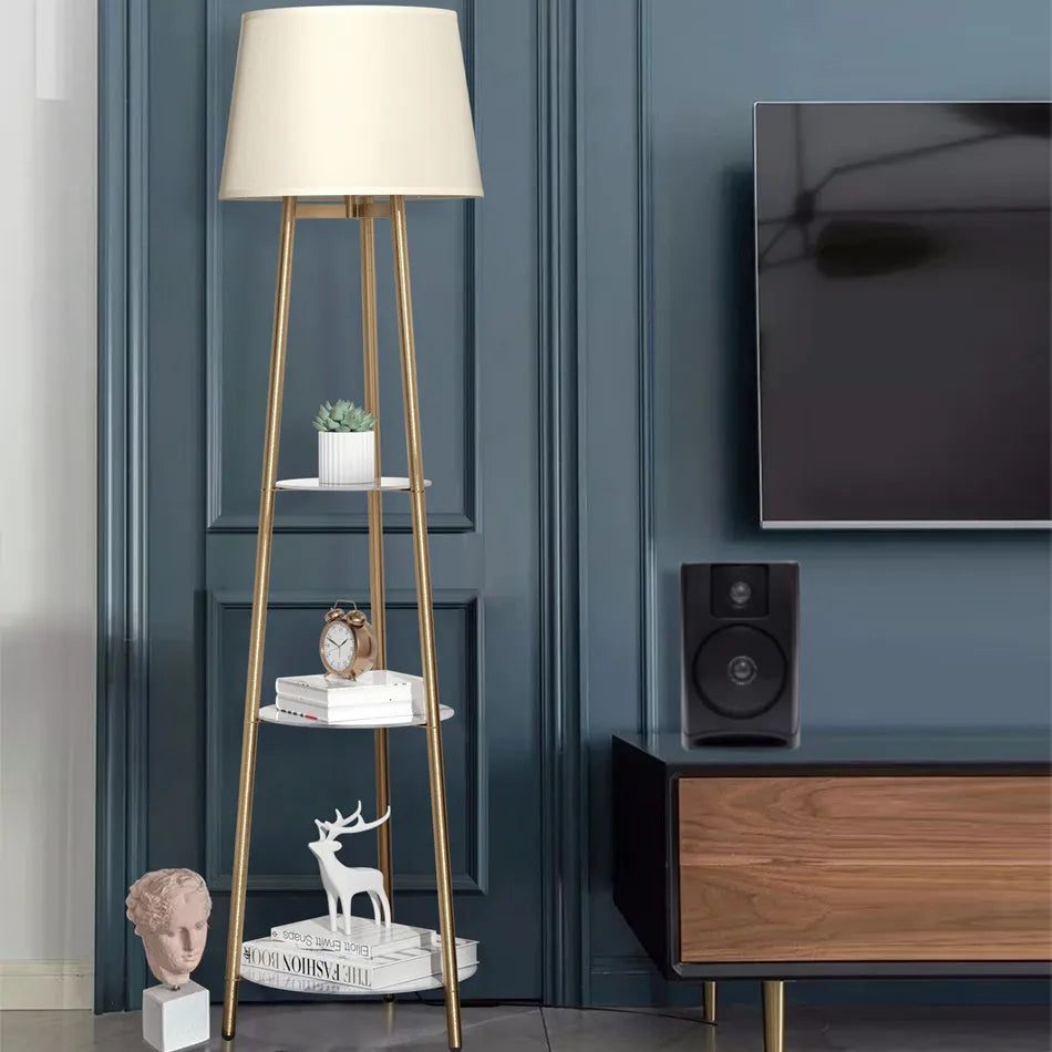 Modern Luvodi Tiered Tripod Shelf Floor Lamp 