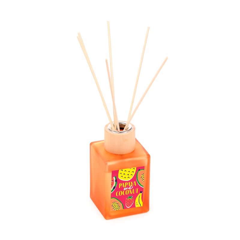 Orange diffuser with wooden sticks
