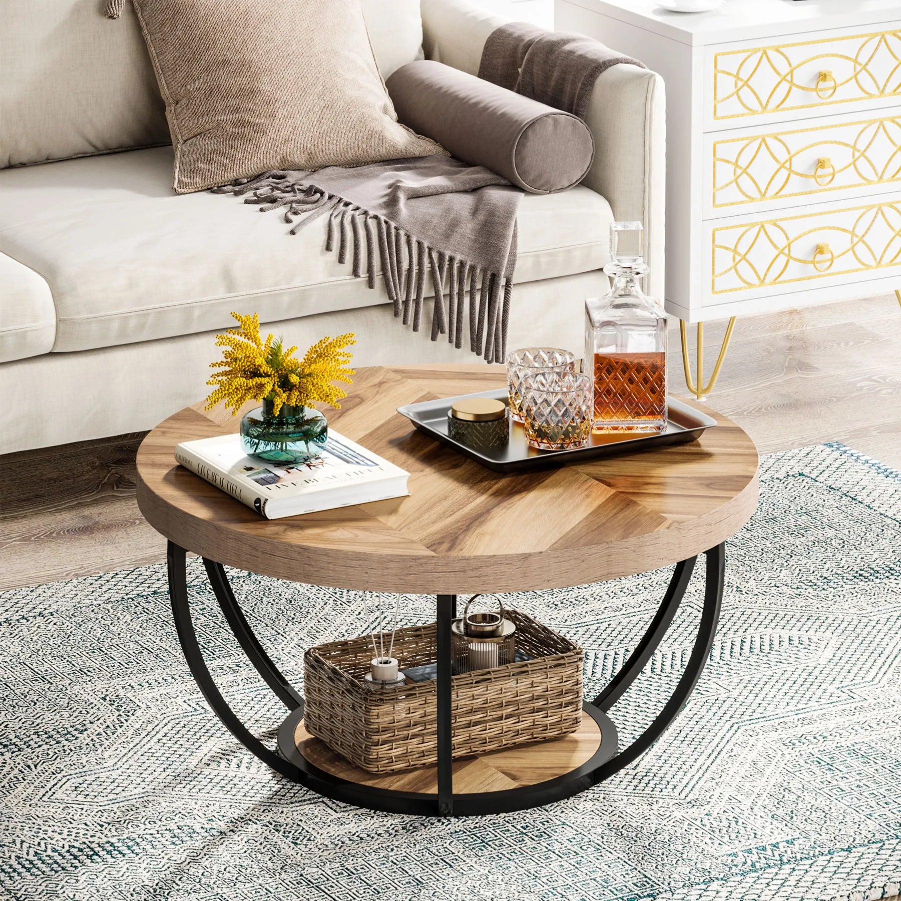 Riota Rustic Wooden Coffee Table
