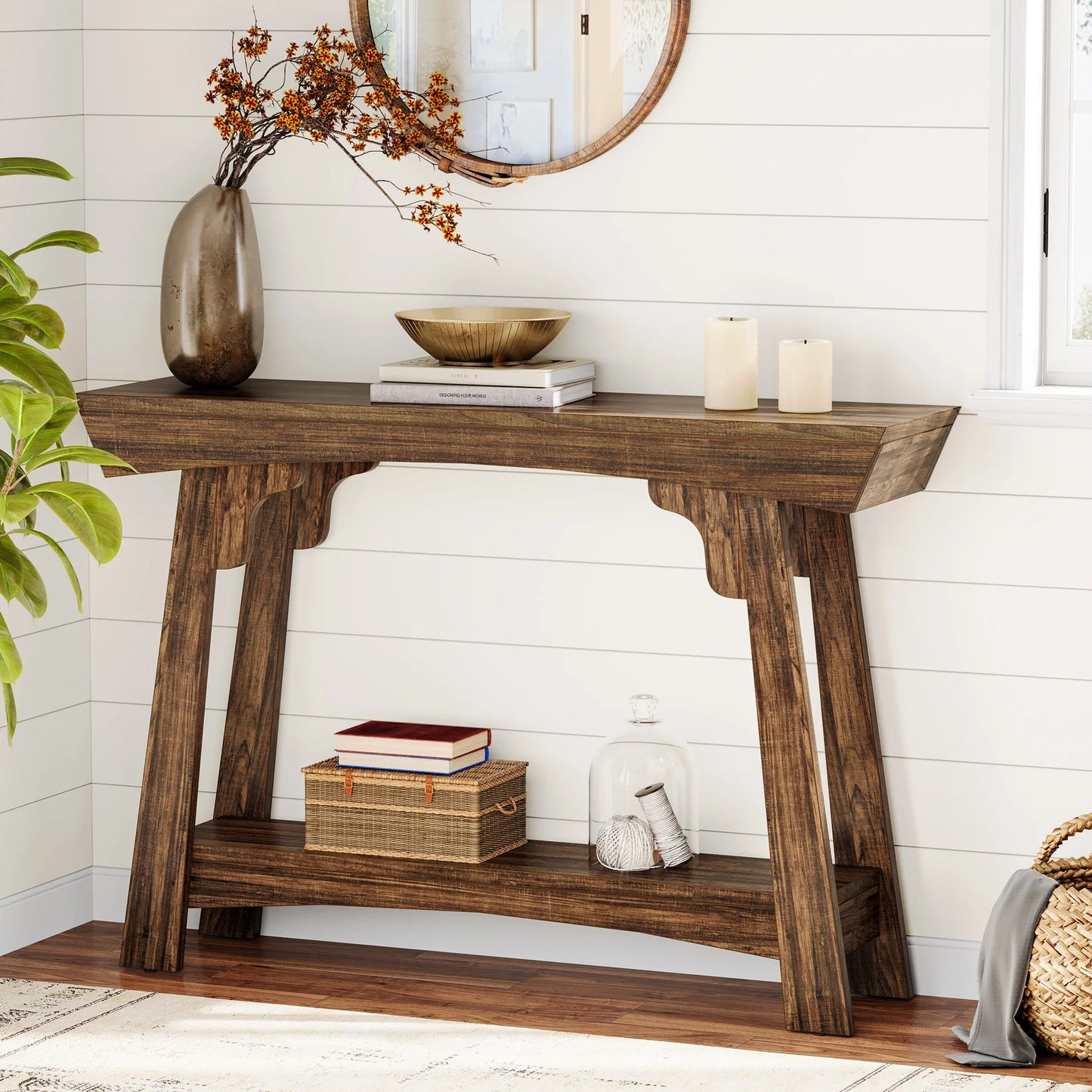 Tribesigns 2-Tier Entryway Table with Storage Shelf