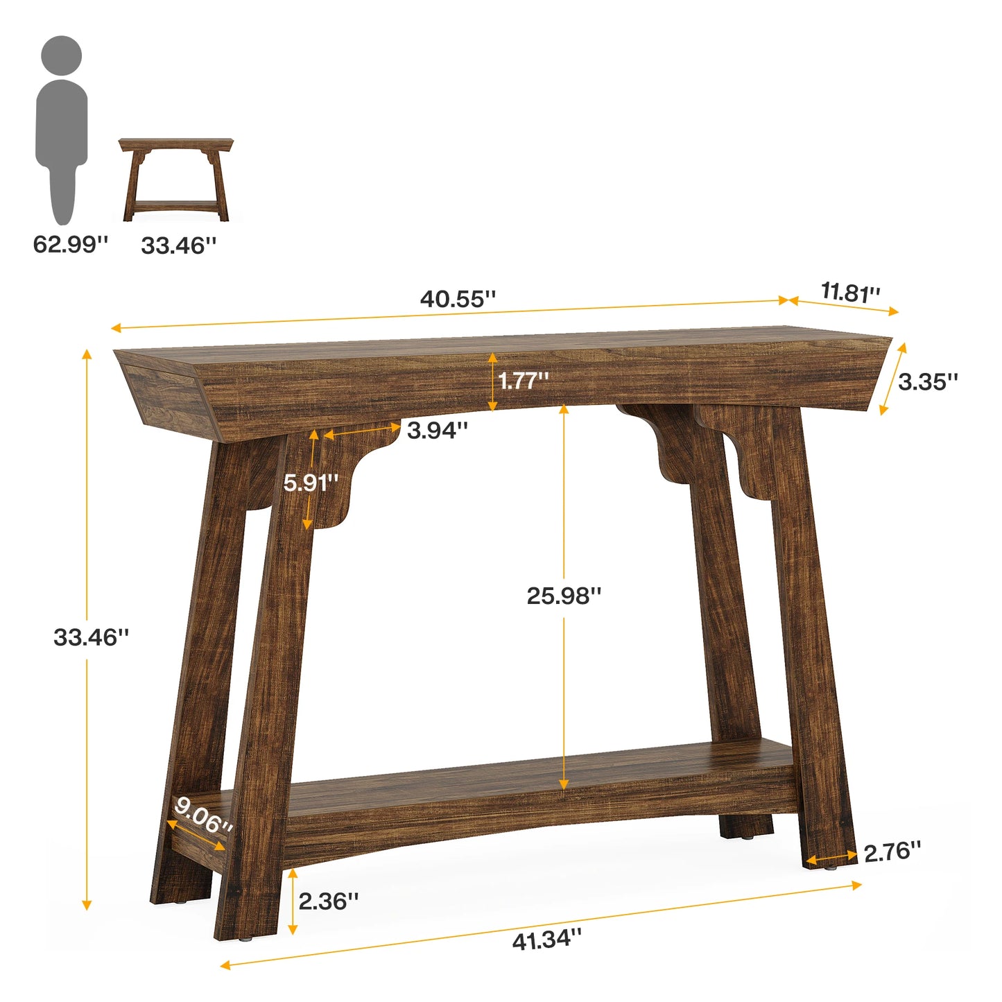 Tribesigns 2-Tier Entryway Table with Storage Shelf