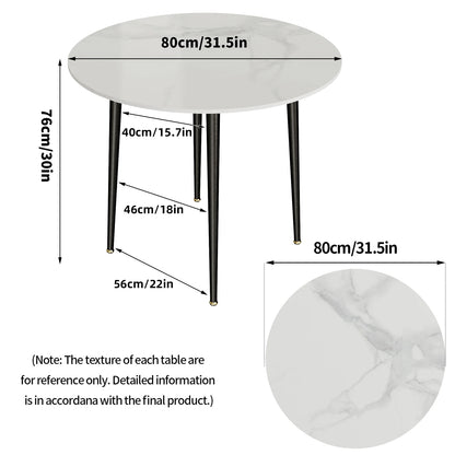 luca Modern Round Kitchen Dining Table Marble Theme Top