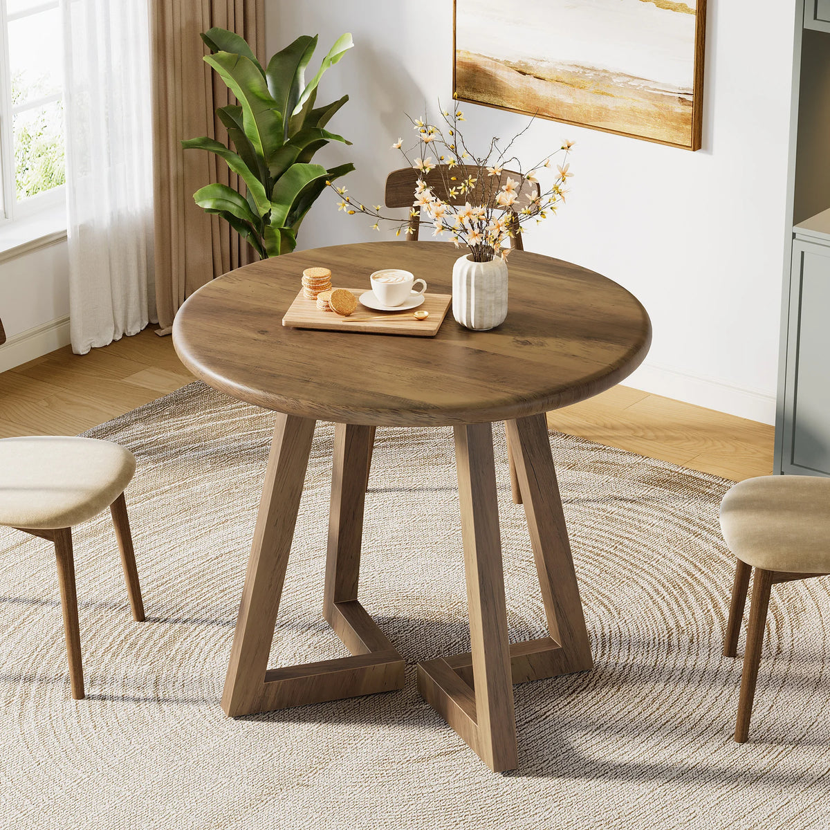 Tribesigns Small Round Dining Table for 2-4 People