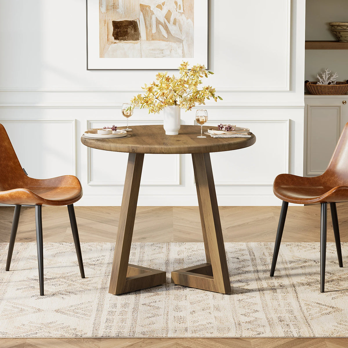 Tribesigns Small Round Dining Table for 2-4 People