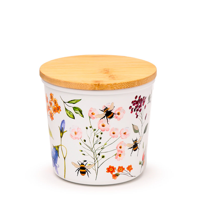 Small nectar meadows storage jar with bamboo lid