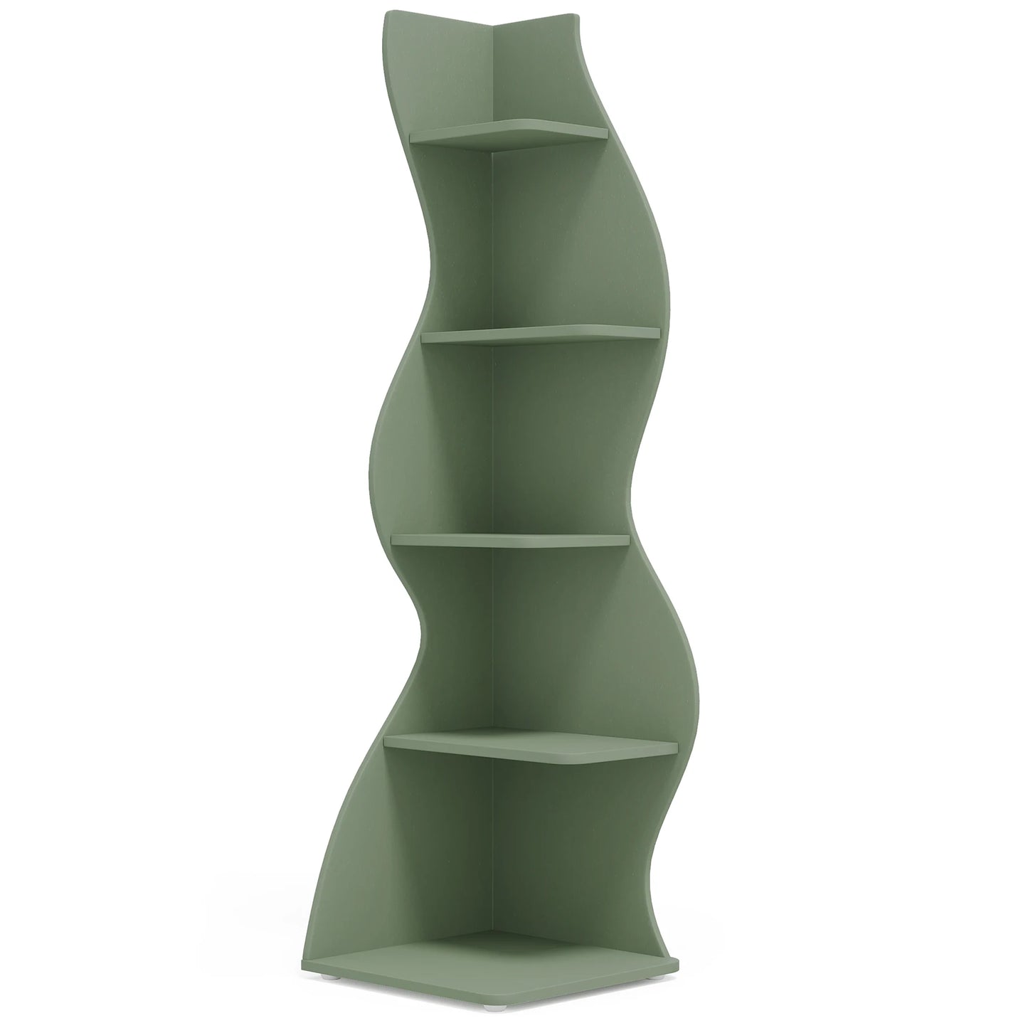 Tribesigns Corner Shelf Modern 5-Tier Wall Corner Bookshelf Green
