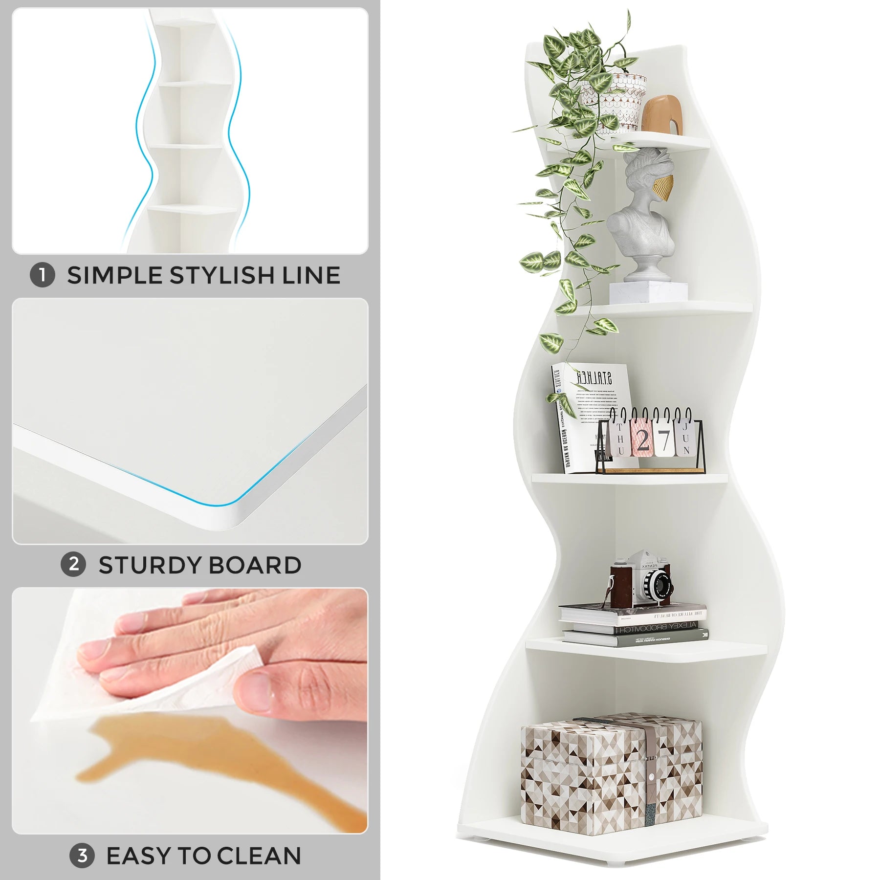 Tribesigns Corner Shelf Modern 5-Tier Wall Corner Bookshelf Sturdy Board