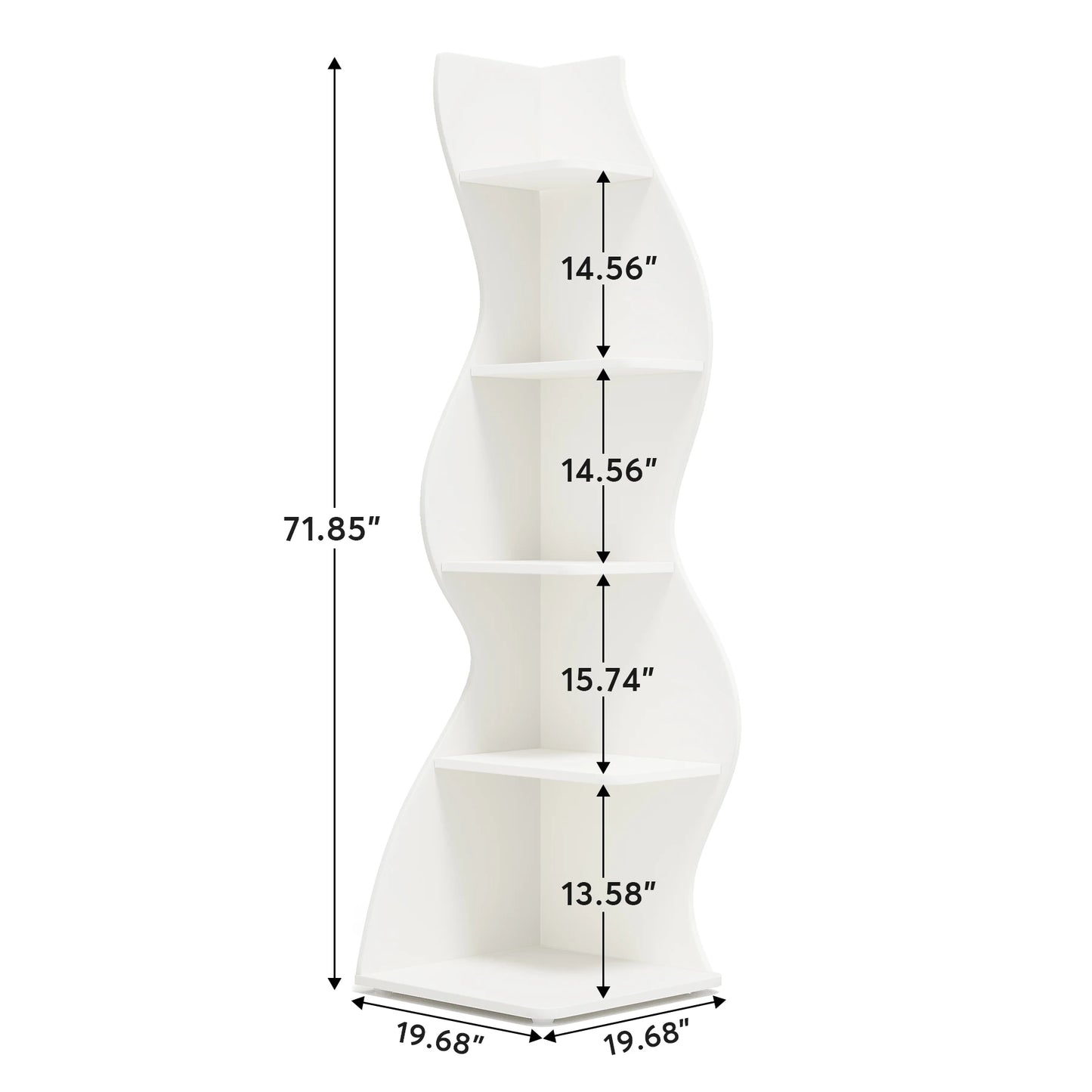 Tribesigns Corner Shelf Modern 5-Tier Wall Corner Bookshelf Sturdy Board measurements