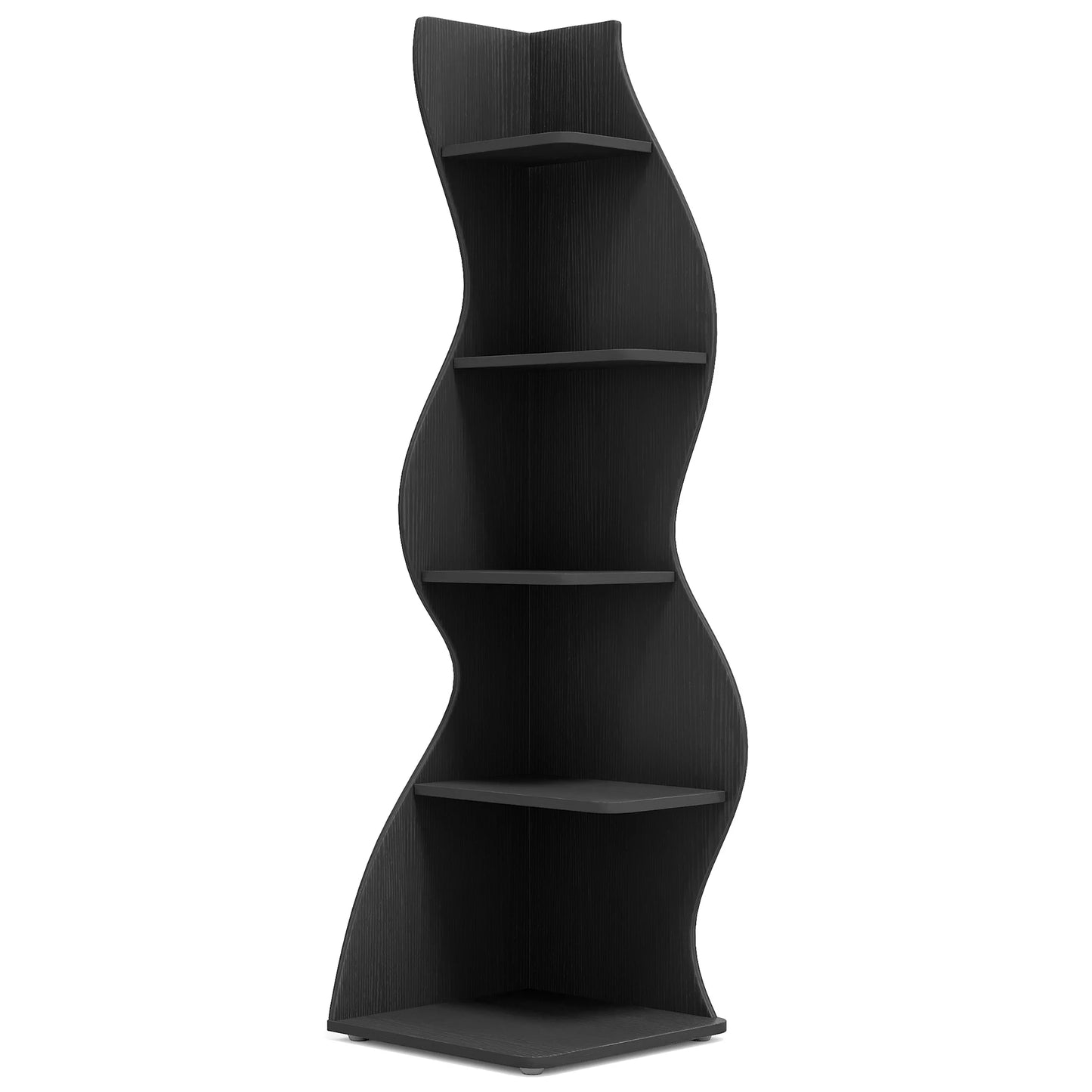 Tribesigns Corner Shelf Modern 5-Tier Wall Corner Bookshelf black