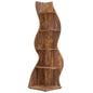 Wooden corner shelf with wavy design on a white background