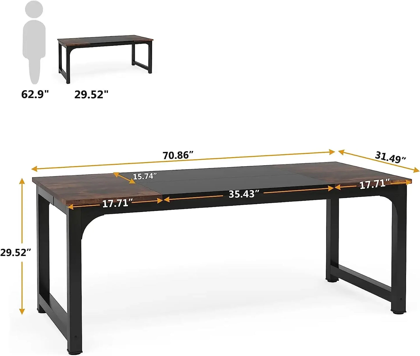 Tribesigns executive desk measurements