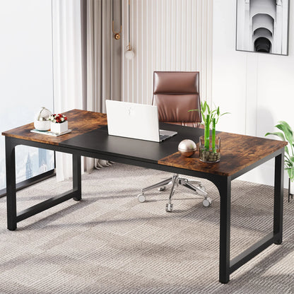 Tribe signs Modern office desk with a chair, laptop, and decor items in a room.