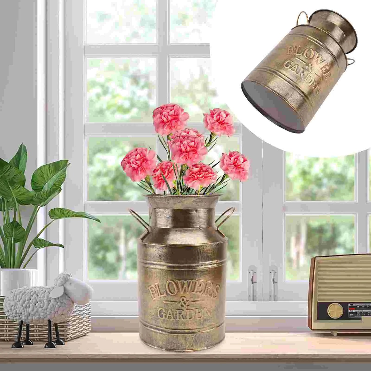 Vintage Farmhouse Jug Vase Flowers and Garden