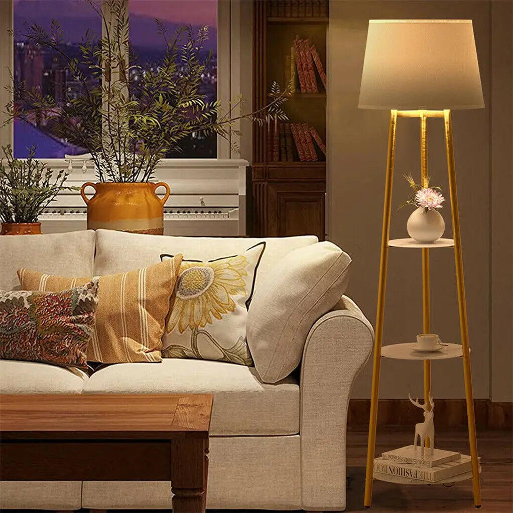 Warm Modern Luvodi Tiered Tripod Shelf Floor Lamp 