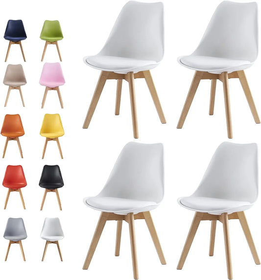 White Retro Dining Chairs set of 4 