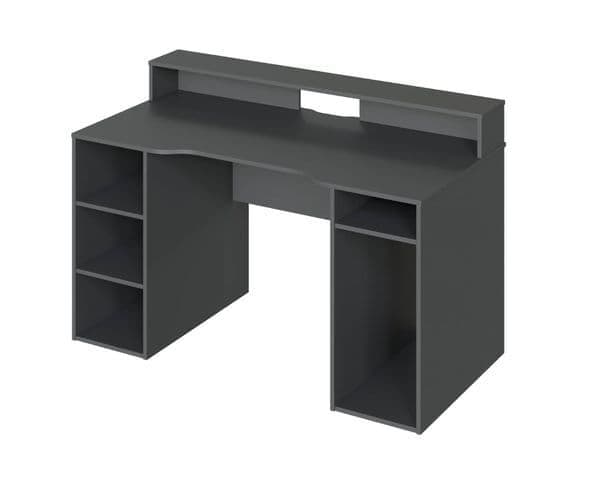Zahura Dark Grey Gaming Desk with Hutch