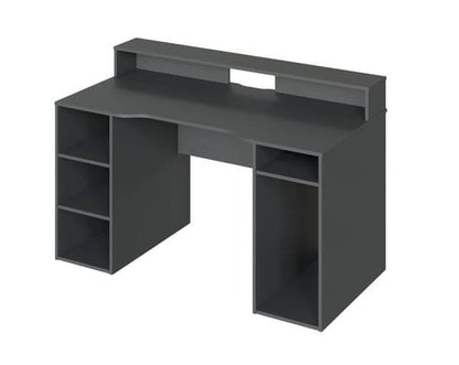 Zahura Dark Grey Gaming Desk with Hutch